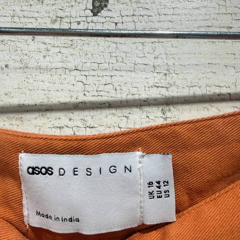 ASOS DESIGN Skirt Set Women 10 / 12 Pink Orange Colorblock Cotton Retro EUC